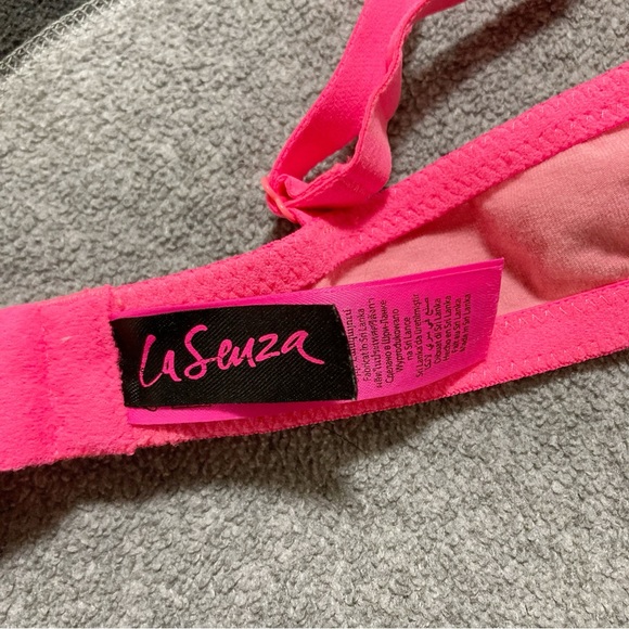 LA SENZA 38C Hot neon pink and black lace underwire t-shirt bra ~ Barbiecore C38 - Picture 2 of 14